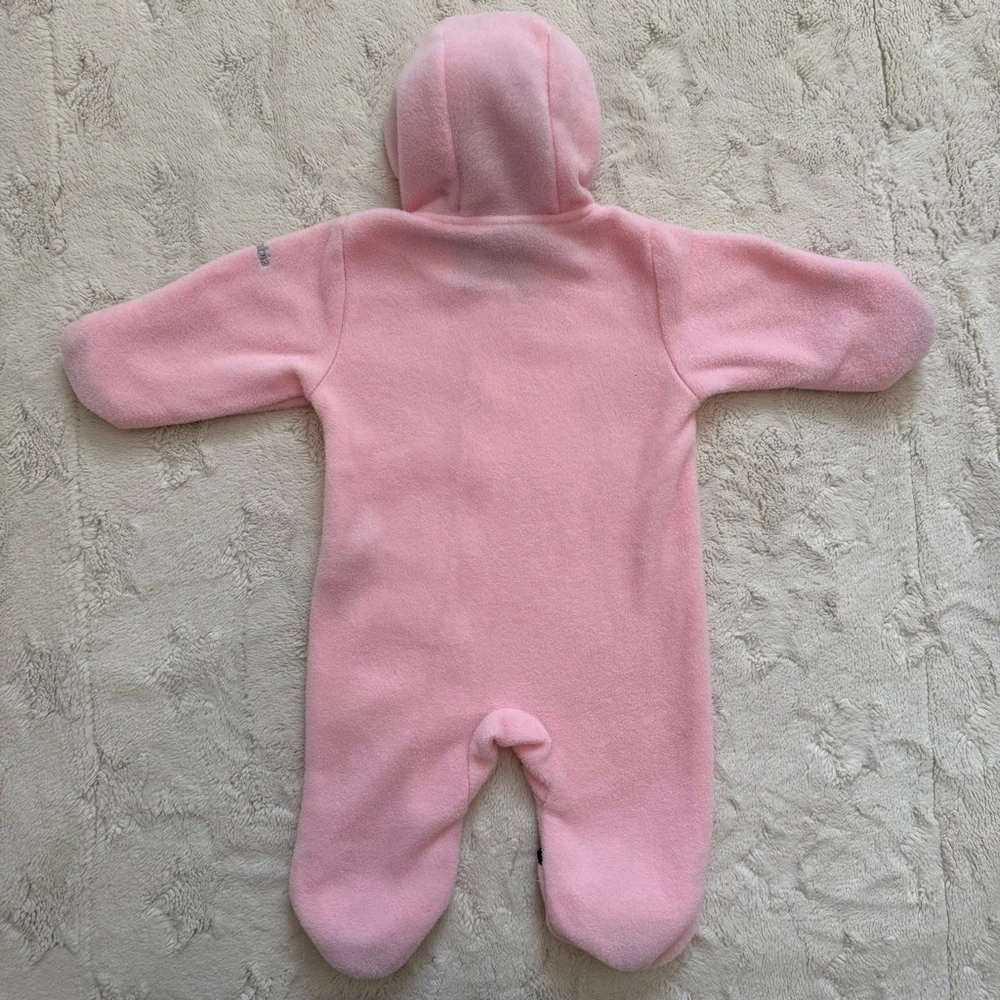 Columbia Baby Pink One Piece Fleece Bunting Suit with Bear Ears